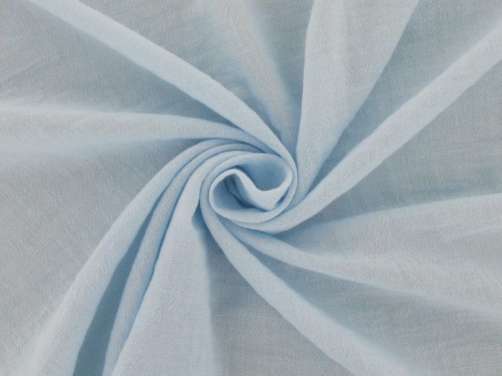 Linen Look Crinkle Polyester, Roll End, Baby Blue, 4.9m