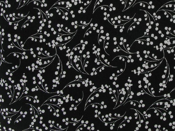 Midnight Blossoms Viscose Print, Black