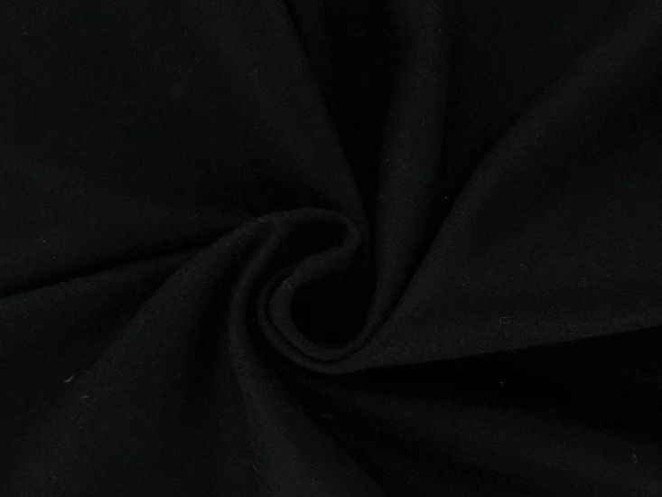 Plain Wool Blend Melton, Black