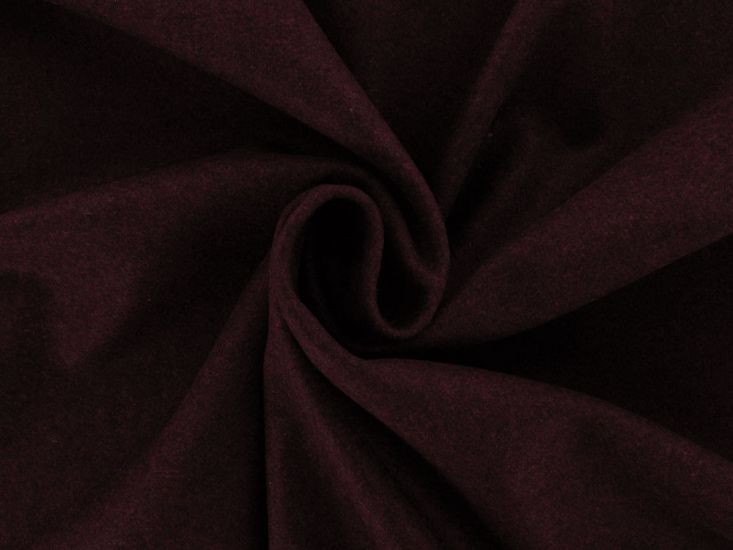 Plain Wool Blend Melton, Burgundy