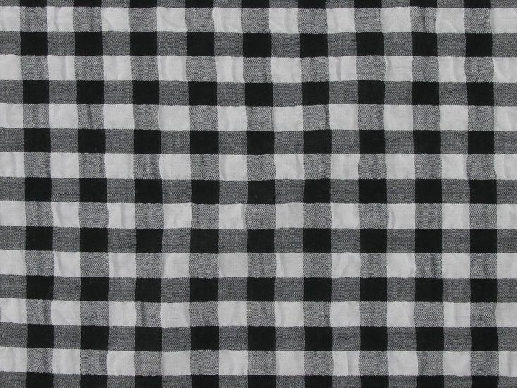 Polycotton Seersucker 1cm Gingham, Black