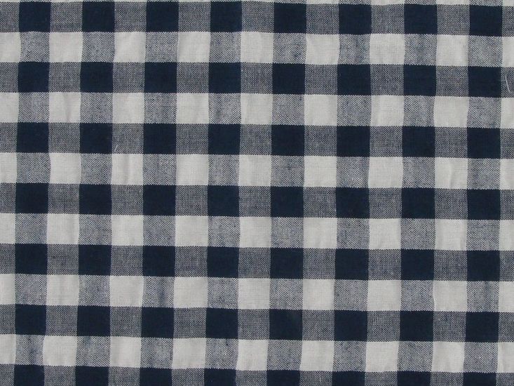 Polycotton Seersucker 1cm Gingham, Navy