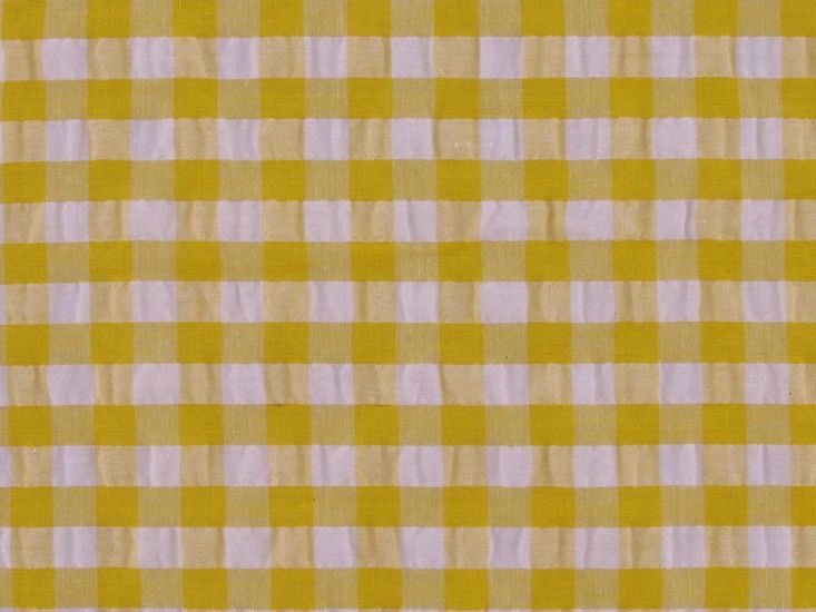 Polycotton Seersucker 1cm Gingham, Yellow