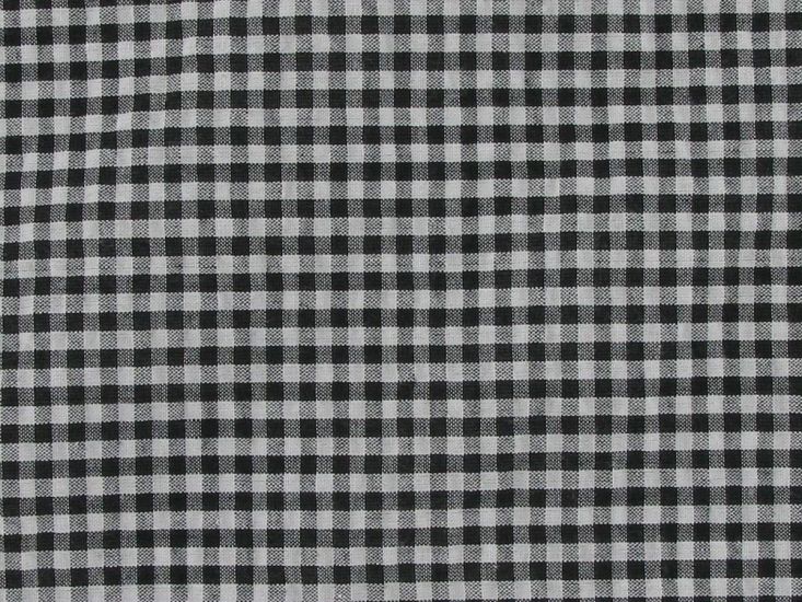 Polycotton Seersucker Mini Gingham, Black