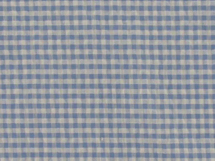 Polycotton Seersucker Mini Gingham, Blue