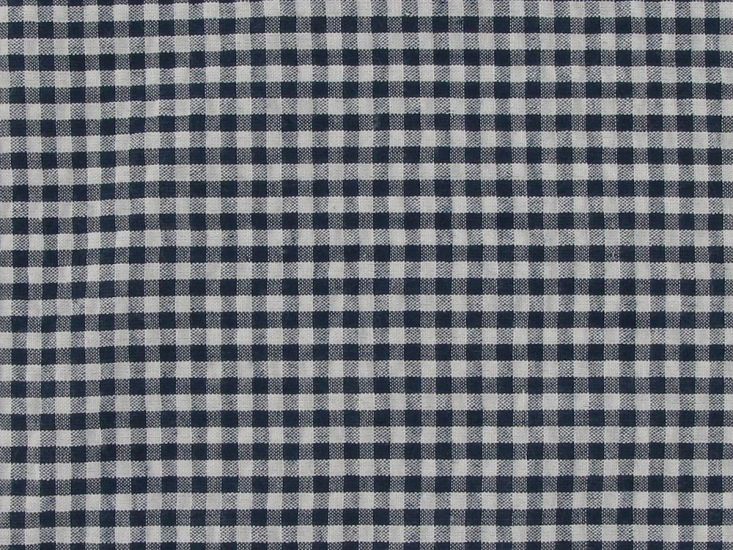 Polycotton Seersucker Mini Gingham, Navy