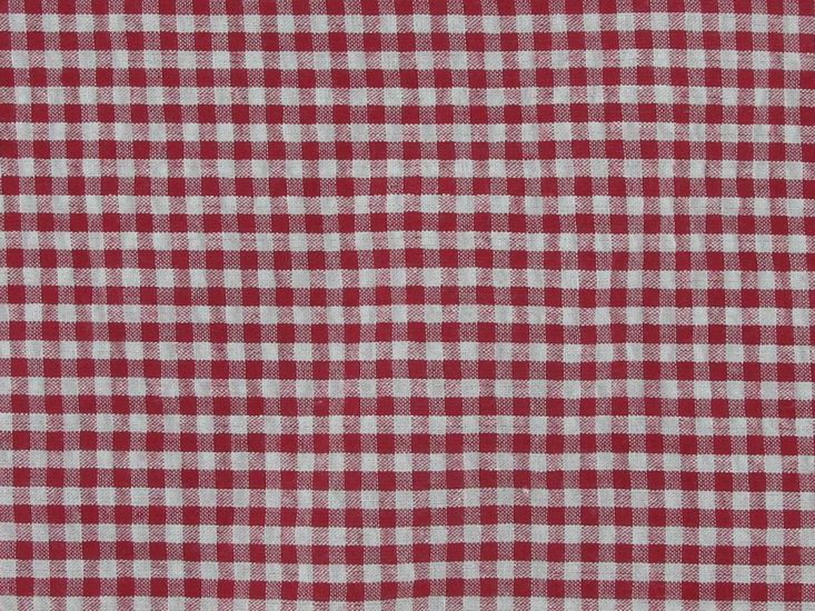 Polycotton Seersucker Mini Gingham, Red