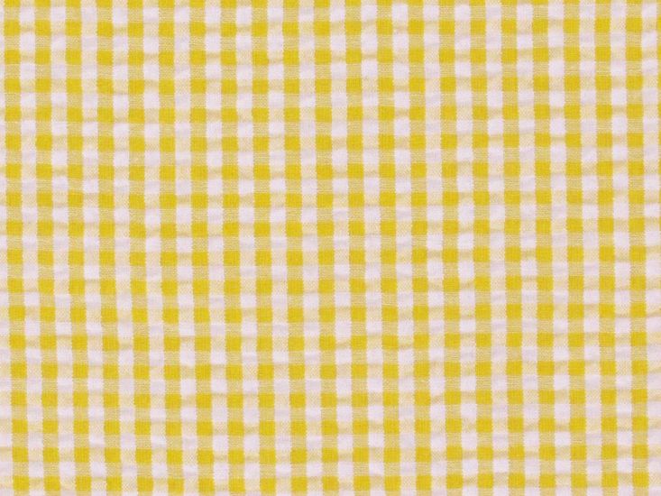 Polycotton Seersucker Mini Gingham, Yellow