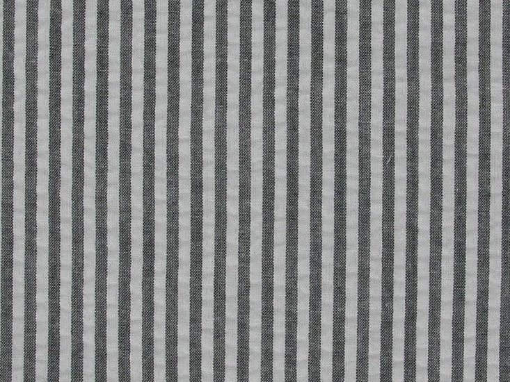 Polycotton Seersucker Stripe, Black