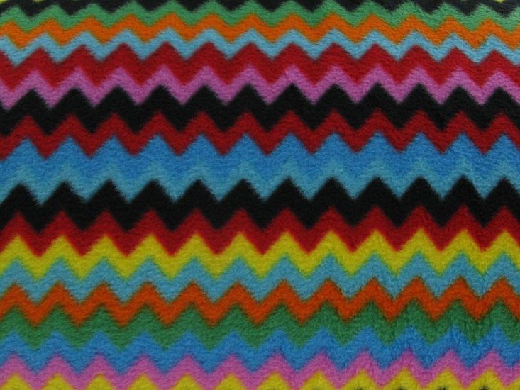 Rainbow Chevron Polar Fleece Roll End, 0.75m