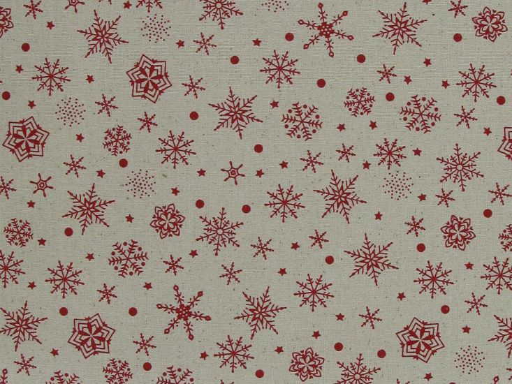 Snowflake Christmas Cotton Print, Natural