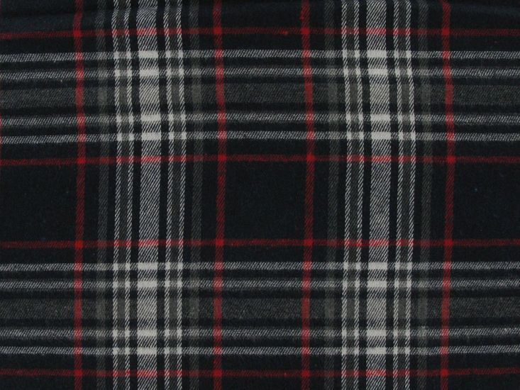 Soft Brushed Polyviscose Blend Tartan, Graphite