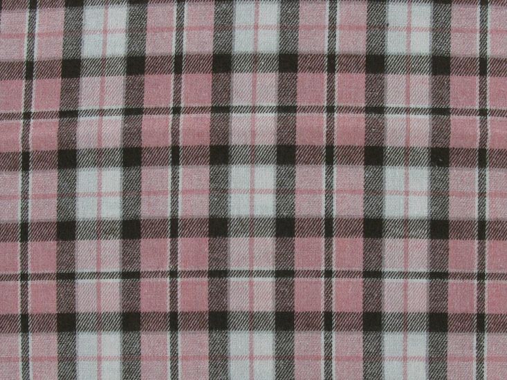 Soft Brushed Polyviscose Blend Tartan, Pink