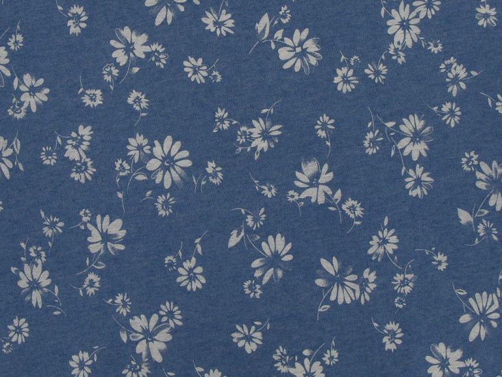 Sunflower Swirls Printed Chambray, Light Blue