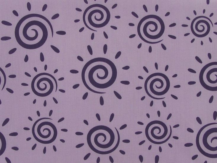 Swirly Suns Polycotton Print, Purple