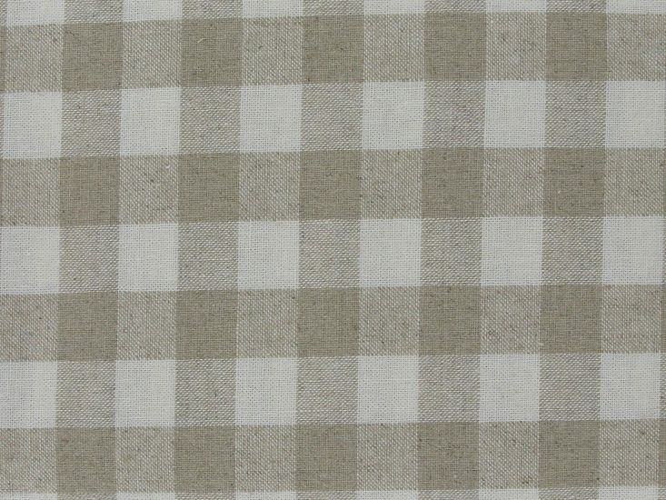 Tibet 2cm Gingham Linen Cotton Blend, Natural