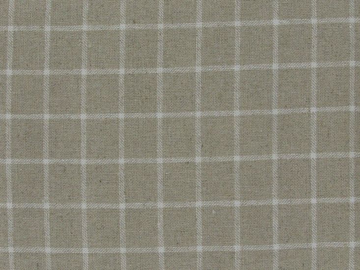 Tibet Window Check Cotton Linen Blend, Natural