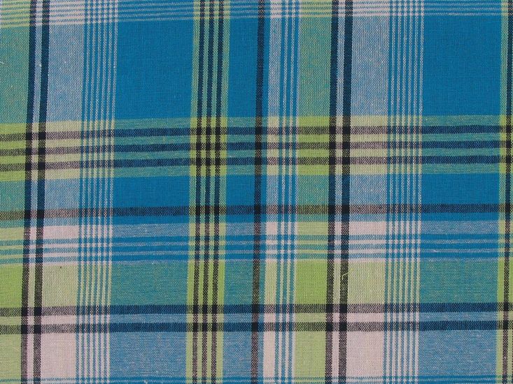 Woven Cotton Madras Check, Azure