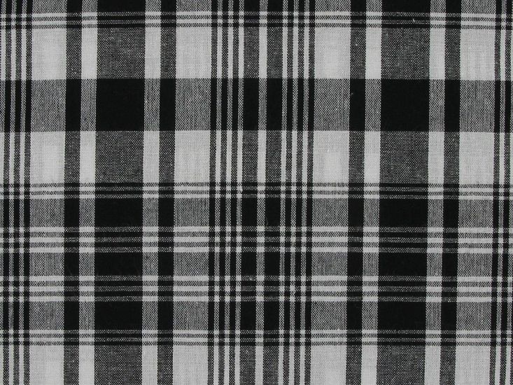 Woven Cotton Madras Check, Black