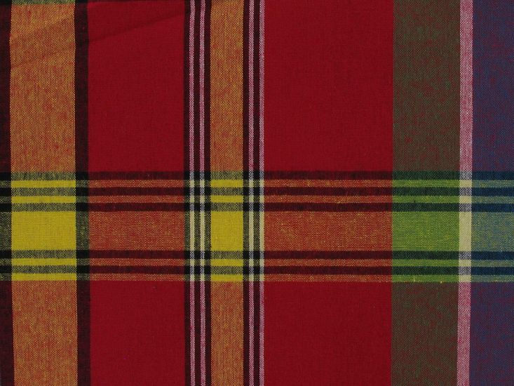 Woven Cotton Madras Check, Crimson