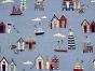 Beach Huts Cotton Canvas, Sky