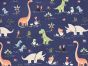 Dino World Cotton Canvas, Navy