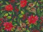 Poinsettias and Pinecones Cotton Print, Green