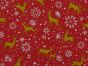 Prancing Reindeers Christmas Polycotton, Red