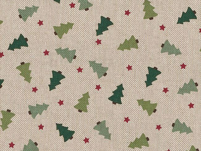 Christmas Tree Stars Cotton Rich Panama