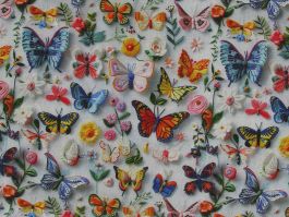 3D Fantasy Cotton Print, Summer Butterflies