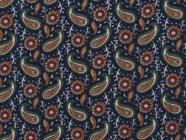 Ditsy Paisley Cotton Poplin, Dark Denim