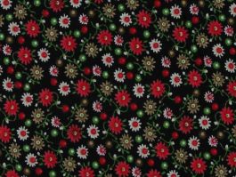 Floral Blast Printed Needlecord, Red