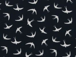 Swooping Swallows Cotton Poplin Print, Navy